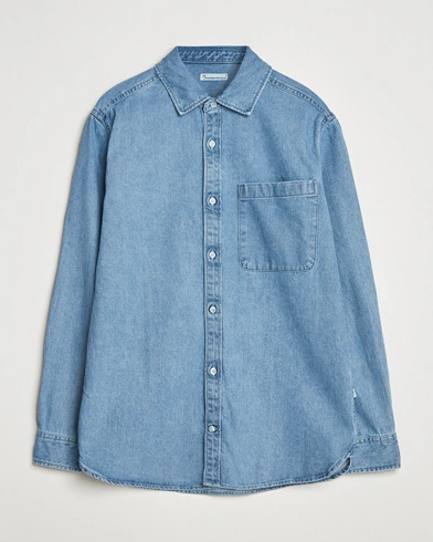 Heren | KnowledgeCotton Apparel | KnowledgeCotton Apparel Cotton Indigo Denim Shirt Light Blue
