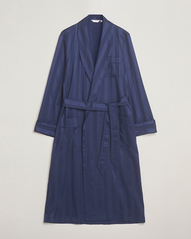 Heren | Derek Rose | Derek Rose Striped Cotton Dressing Gown Navy