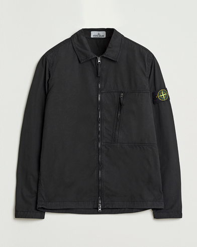 Heren | Stone Island | Stone Island Garment Dyed Supima Cotton Zip Overshirt Black