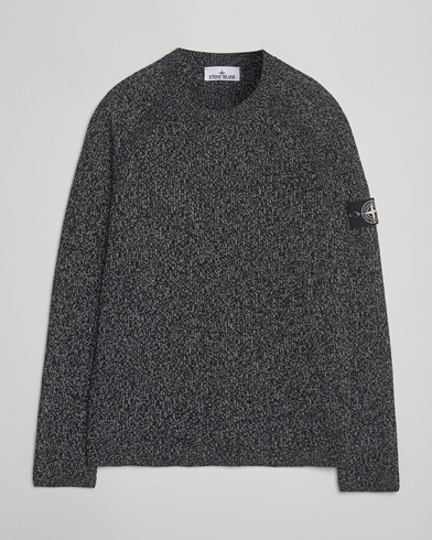 Heren | Stone Island | Stone Island Reflective Cotton Knit Crew Neck Black Melange
