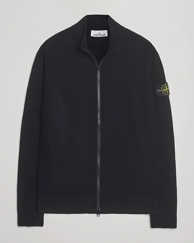 Heren | Stone Island | Stone Island Stretch Wool Zip Cardigan Black