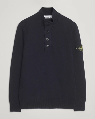 Heren | Stone Island | Stone Island Knitted Lambswool Half Button Zip Navy