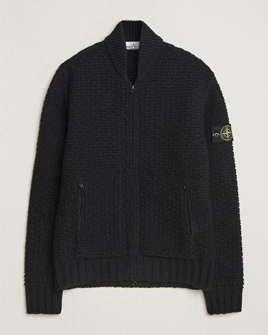 Heren | Stone Island | Stone Island Mixed Stiches Wool Knitted Zip Cardigan Black