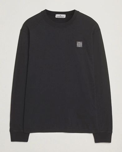 Heren | Stone Island | Stone Island Long Sleeve Garment Dyed Cotton Jersey T-Shirt Black