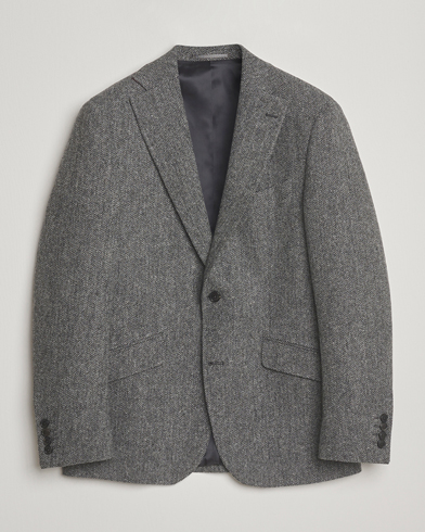 Heren | Walker Slater | Walker Slater Edward Lambswool Herringbone Blazer Dark Grey