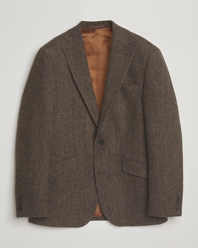 Heren | Walker Slater | Walker Slater Edward Lambswool Herringbone Blazer Dark Brown