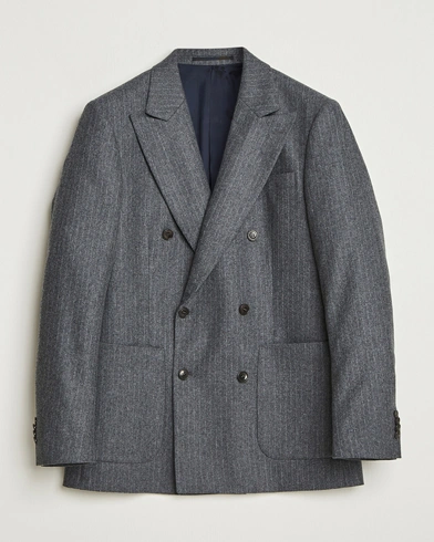 Heren | Tiger of Sweden | Tiger of Sweden Joachim Wool Double Breasted Pinstriped Blazer Silver