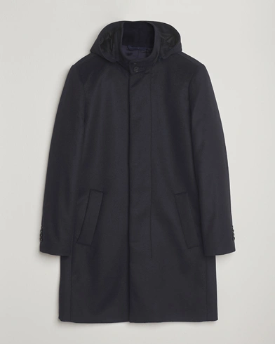 Heren | Tiger of Sweden | Tiger of Sweden Aleric Wool/Cashmere Hooded Coat Light Ink