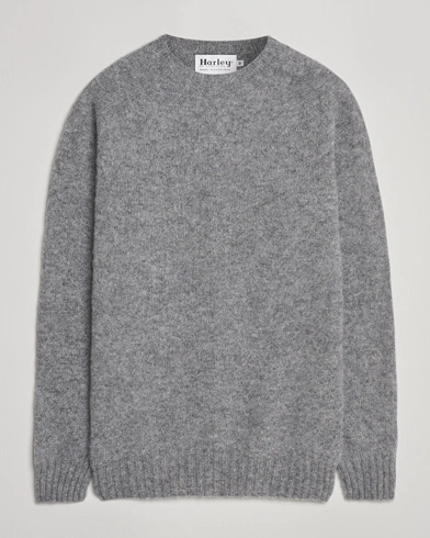 Heren | Harley Of Scotland | Harley Of Scotland Brushed Supersoft Lambswool Crewneck Mid Grey