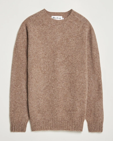 Heren | Harley Of Scotland | Harley Of Scotland Brushed Supersoft Lambswool Crewneck Tundra