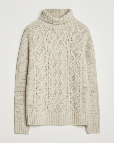 Heren | Morris | Morris Beauford Cable Roller Neck Off White