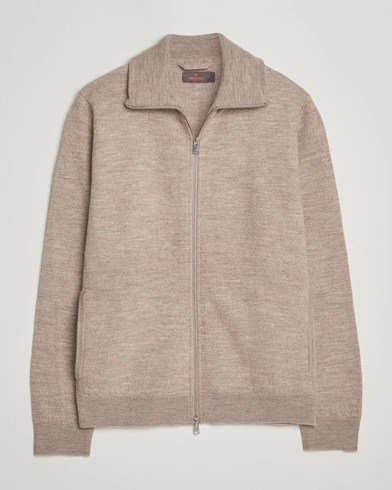 Heren | Morris | Morris Corke Knitted Zip Jacket Khaki