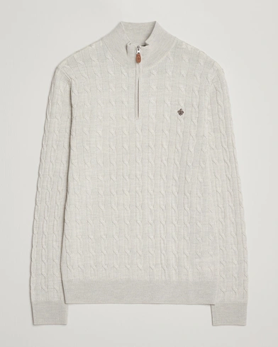 Heren | Morris | Morris Merino Cable Half Zip Off White