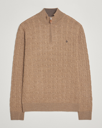 Heren | Morris | Morris Merino Cable Half Zip Camel