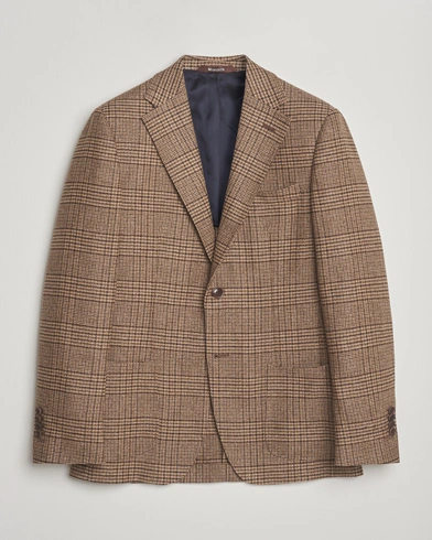 Heren | Morris | Morris Wool Silk Check Blazer Brown