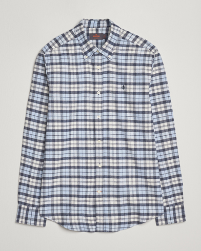 Heren | Morris | Morris Flannel Check Shirt Light Blue