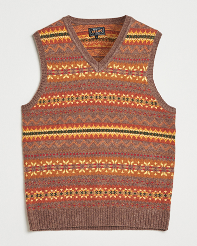 Heren | BEAMS PLUS | BEAMS PLUS Fairisle Knit Vest Light Brown