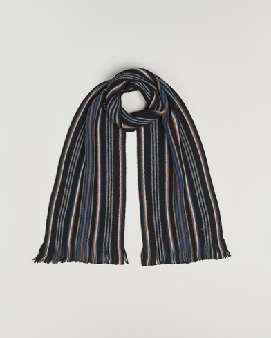 Heren | Paul Smith | Paul Smith Merino Wool Striped Scarf Black Multi