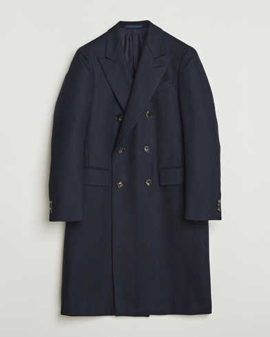 Heren | Caruso | Caruso Aida Double Breasted Wool Coat Navy