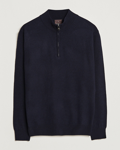 Heren | Oscar Jacobson | Oscar Jacobson Patton Wool Half-Zip Navy
