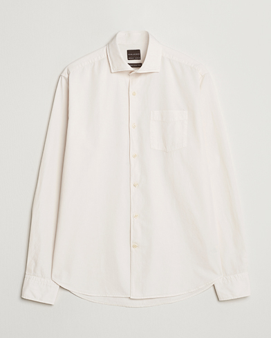 Heren | Oscar Jacobson | Oscar Jacobson Reg Fit Wide Spread Collar Twill Ecru White