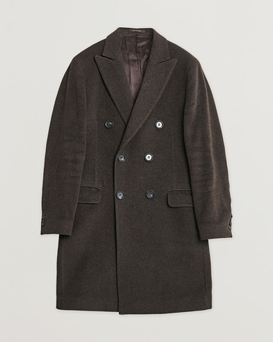Heren | Pre-owned | Oscar Jacobson Sebastian Wool/Cashmere Double Breasted Coat Brown 48