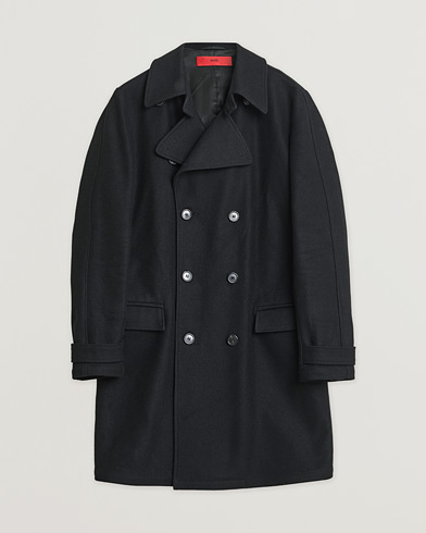 Heren | Pre-owned | HUGO Double Breasted Wool Coat Black M