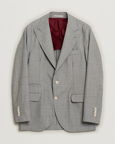Heren | Pre-owned | Brunello Cucinelli Peak Lapel Wool Blazer Light Grey