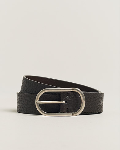 Heren | Pre-owned | Brunello Cucinelli Grain Leather Belt Dark Brown