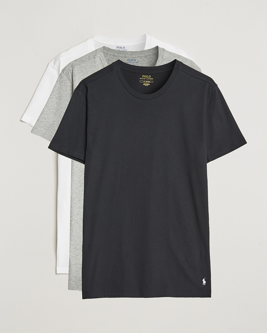 Heren | T-shirts | Polo Ralph Lauren | 3-Pack Crew Neck T-shirt White/Black/Andover Heather