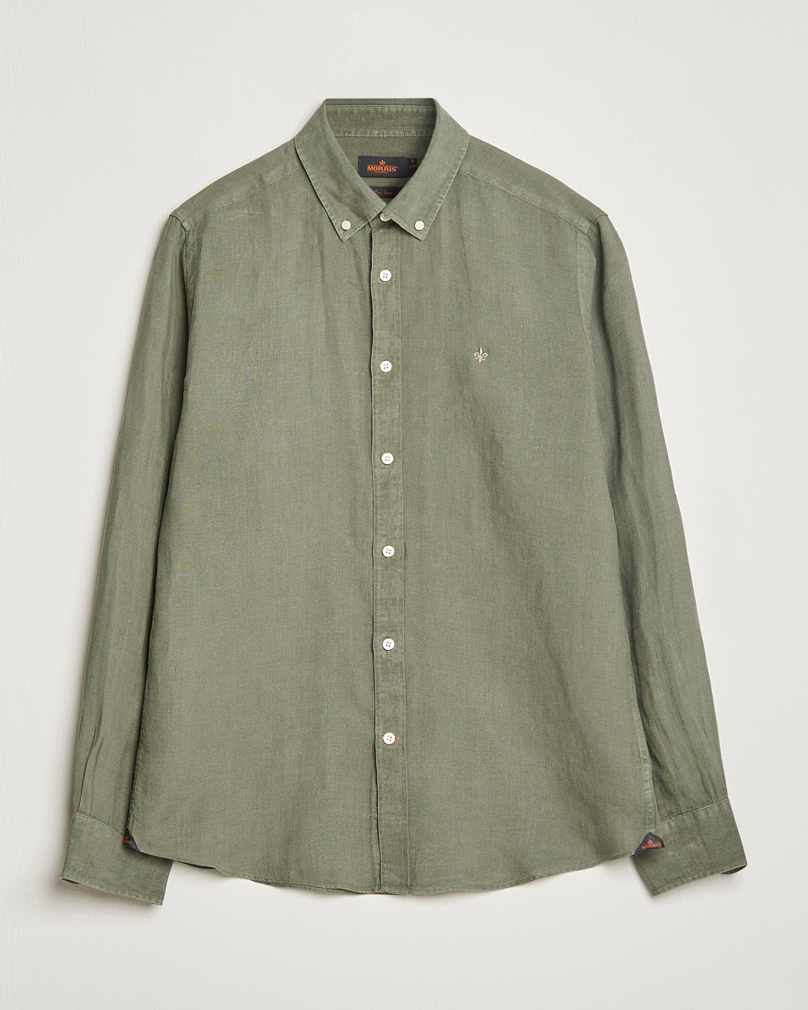 Heren | Overhemden | Morris | Douglas Linen Button Down Shirt Olive