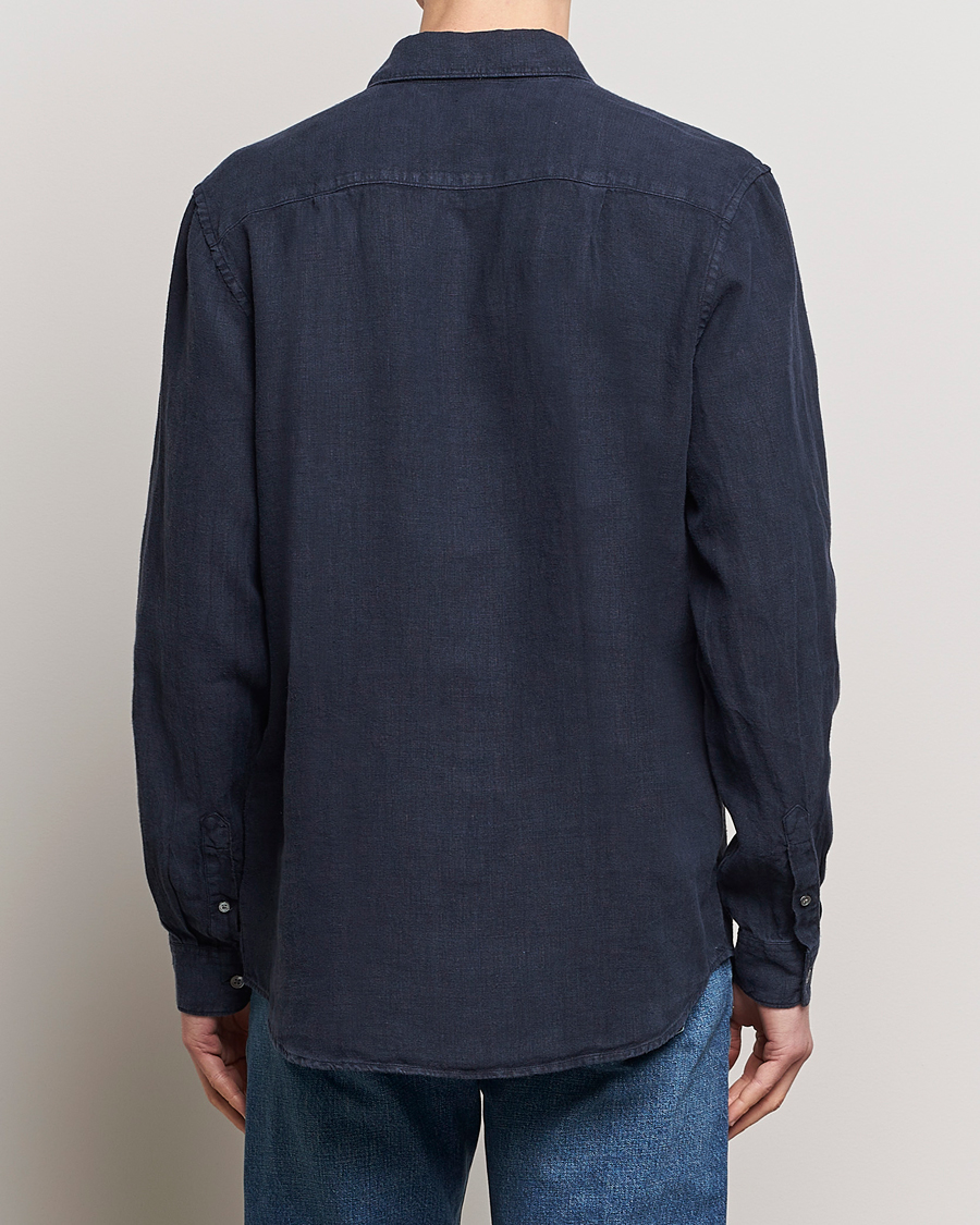 Heren | Overhemden | A Day's March | Abu Linen Shirt Dark Navy