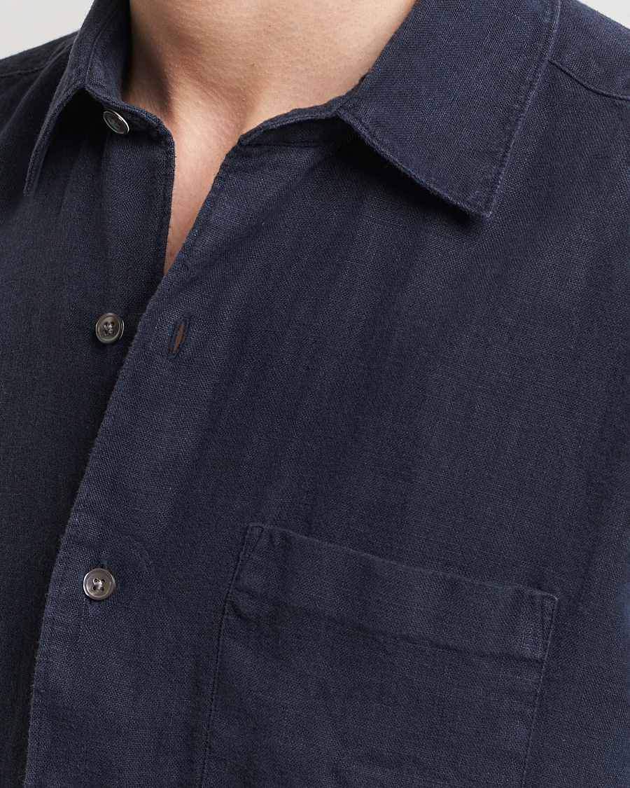 Heren | Overhemden | A Day's March | Abu Linen Shirt Dark Navy