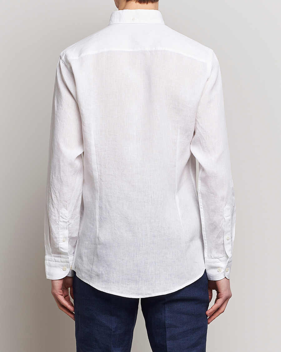 Heren | Overhemden | Eton | Slim Fit Linen Button Down Shirt White