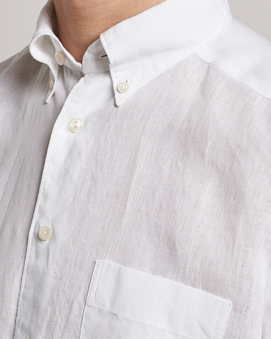 Heren | Overhemden | Eton | Slim Fit Linen Button Down Shirt White