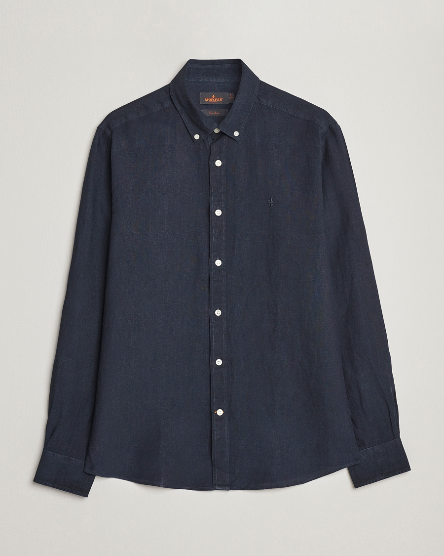 Heren | Overhemden | Morris | Douglas Linen Button Down Shirt Navy
