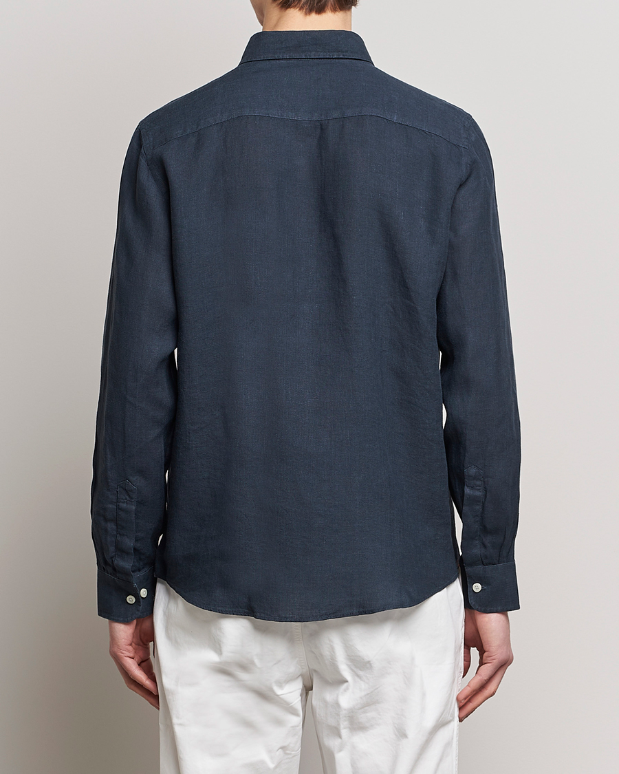 Heren | Overhemden | Morris | Douglas Linen Button Down Shirt Navy