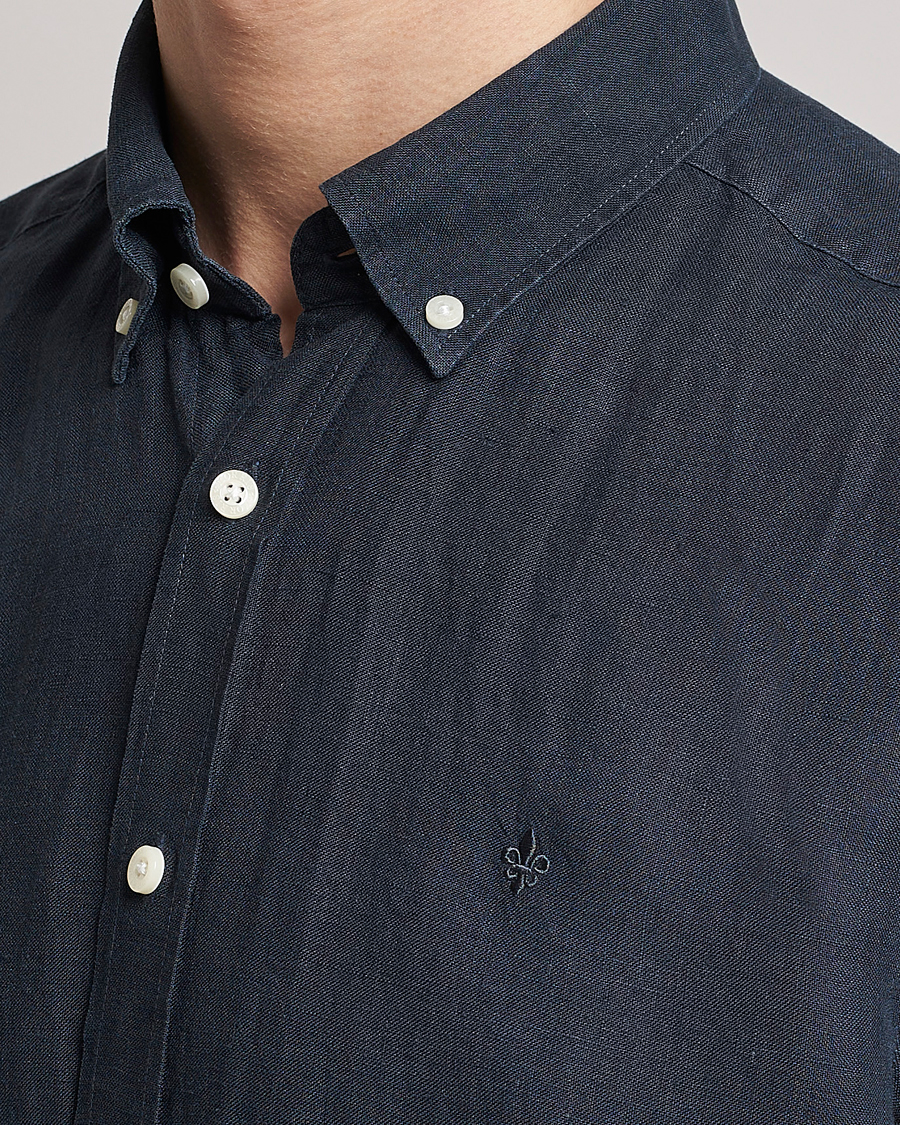 Heren | Overhemden | Morris | Douglas Linen Button Down Shirt Navy