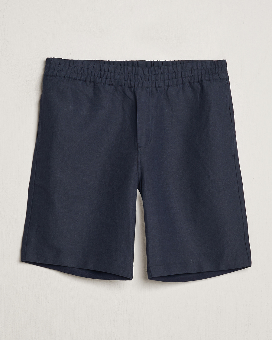 Heren | Korte broek | Samsøe Samsøe | Smith Cotton/Linen Drawstring Shorts Salute Navy