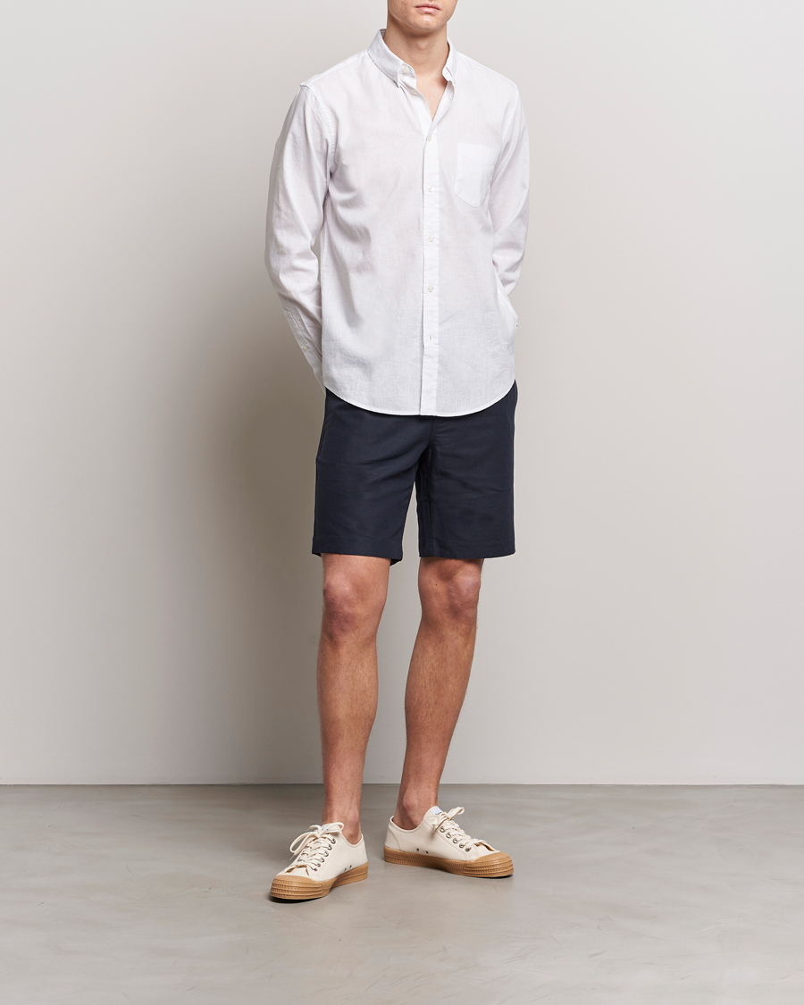 Heren | Korte broek | Samsøe Samsøe | Smith Cotton/Linen Drawstring Shorts Salute Navy