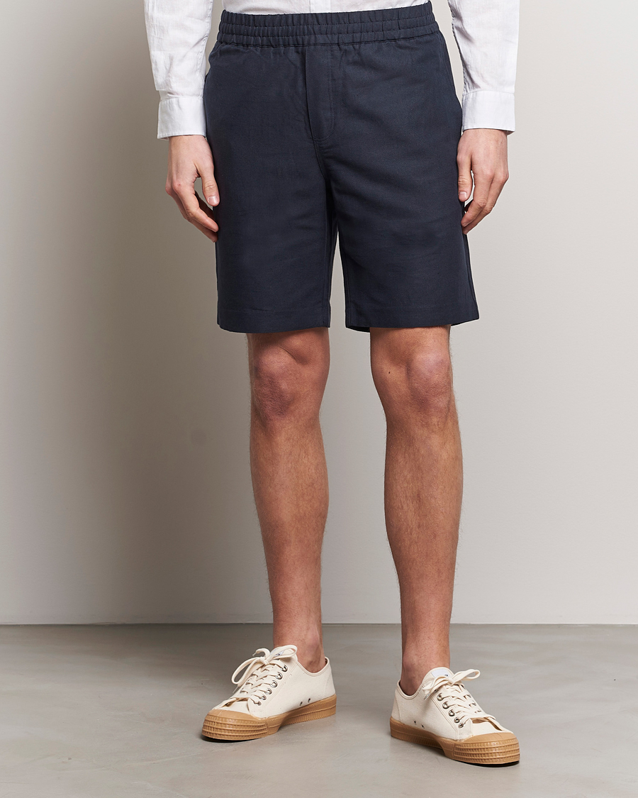 Heren | Korte broek | Samsøe Samsøe | Smith Cotton/Linen Drawstring Shorts Salute Navy