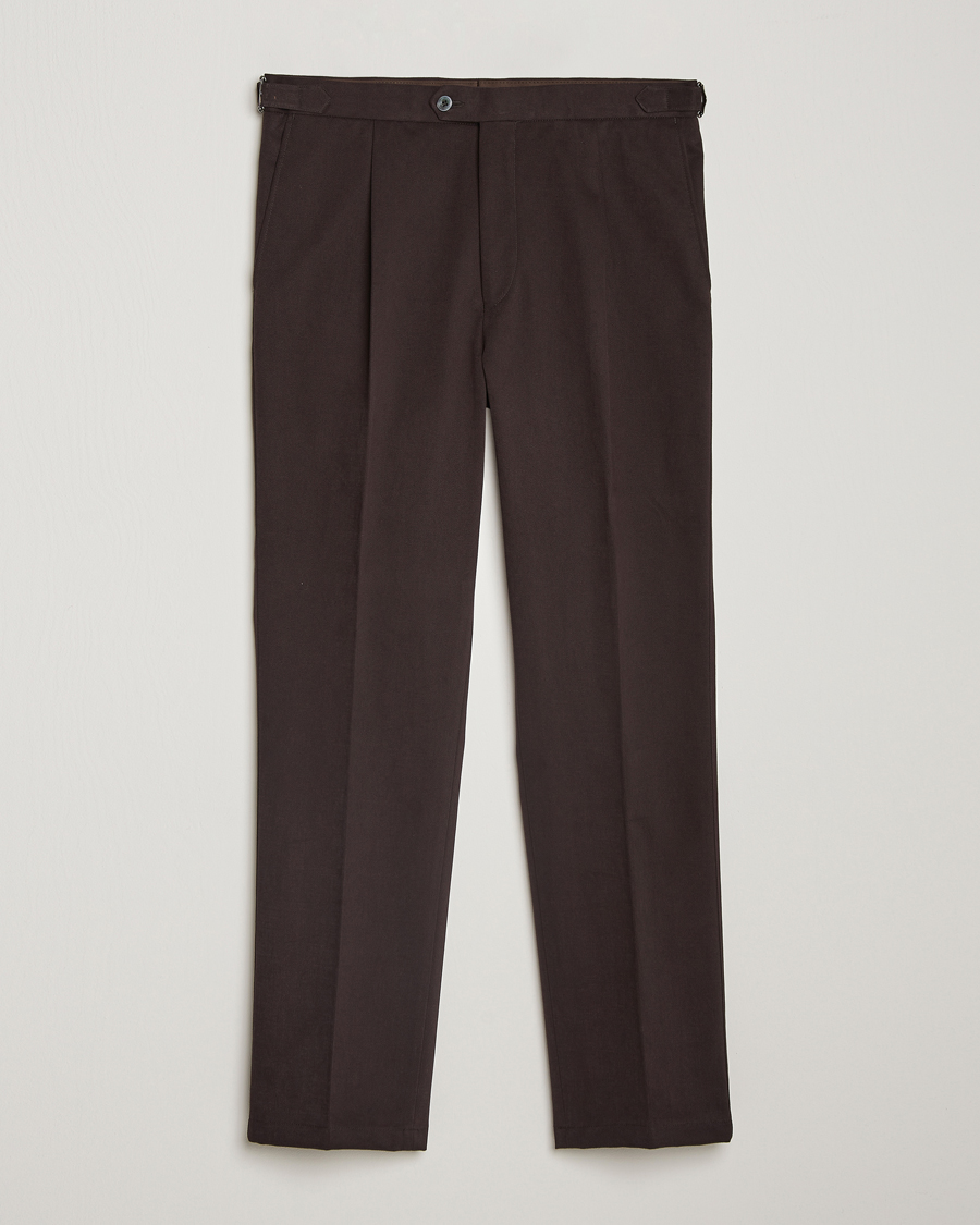 Heren | Broeken | Oscar Jacobson | Delon Brushed Cotton Trousers Brown