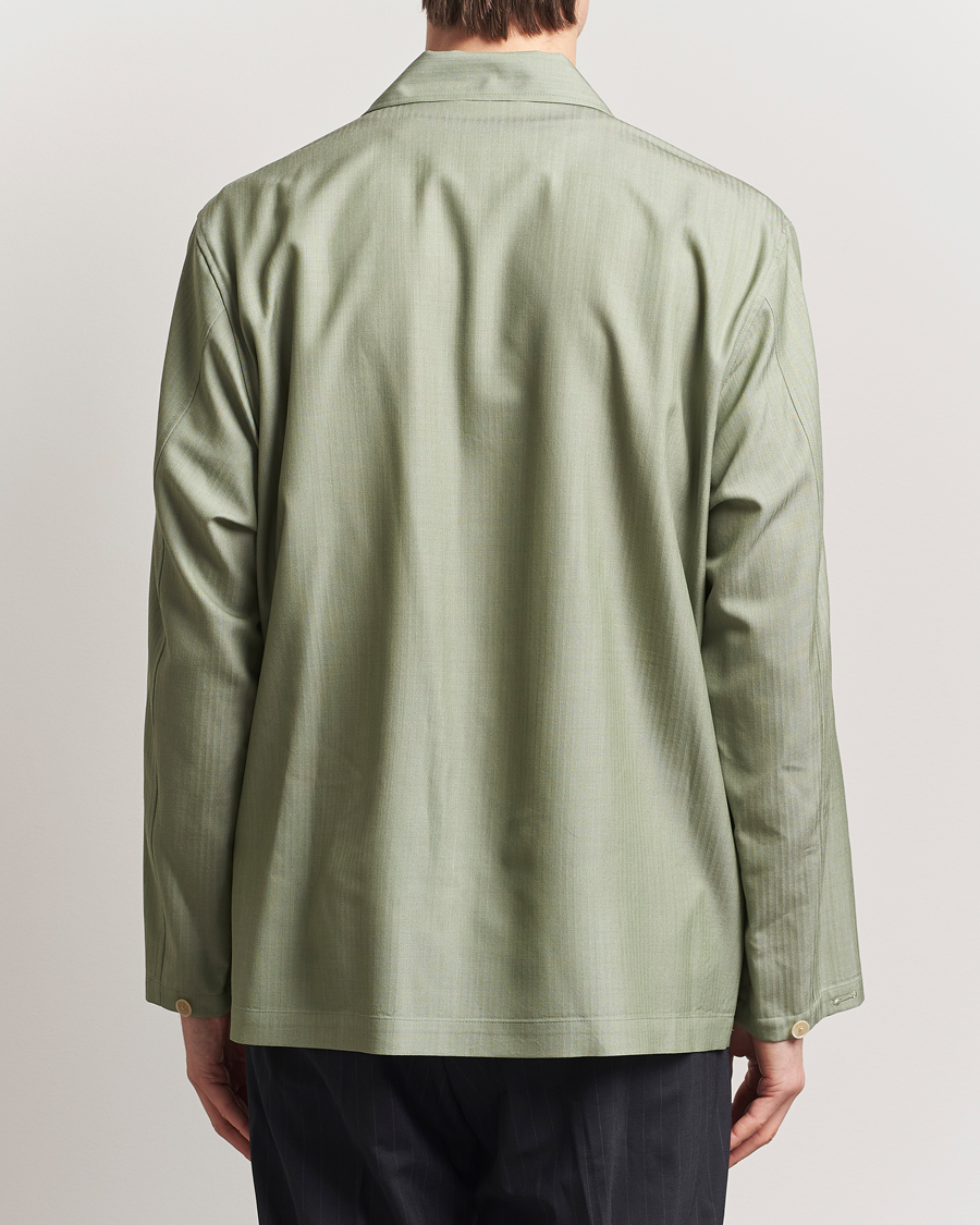 Heren | Overhemden | Auralee | Wool Herringbone Overshirt Olive