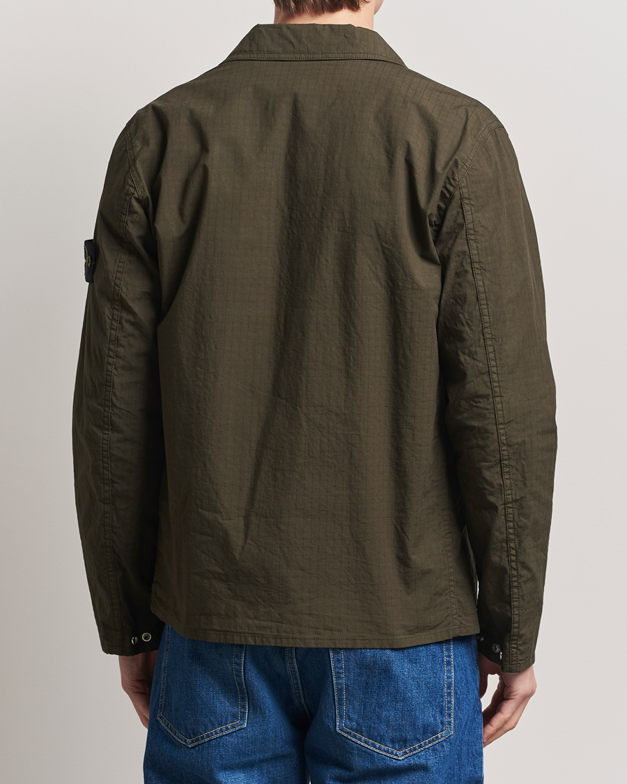 Heren | Overhemden | Stone Island | Stretch Ripstop Cotton Zip Overshirt Military Green