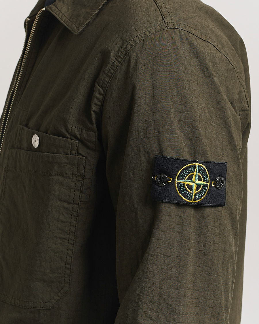 Heren | Overhemden | Stone Island | Stretch Ripstop Cotton Zip Overshirt Military Green