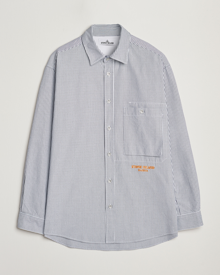 Heren | Overhemden | Stone Island | Marina Striped Oxford Cotton Overshirt Blue Marine