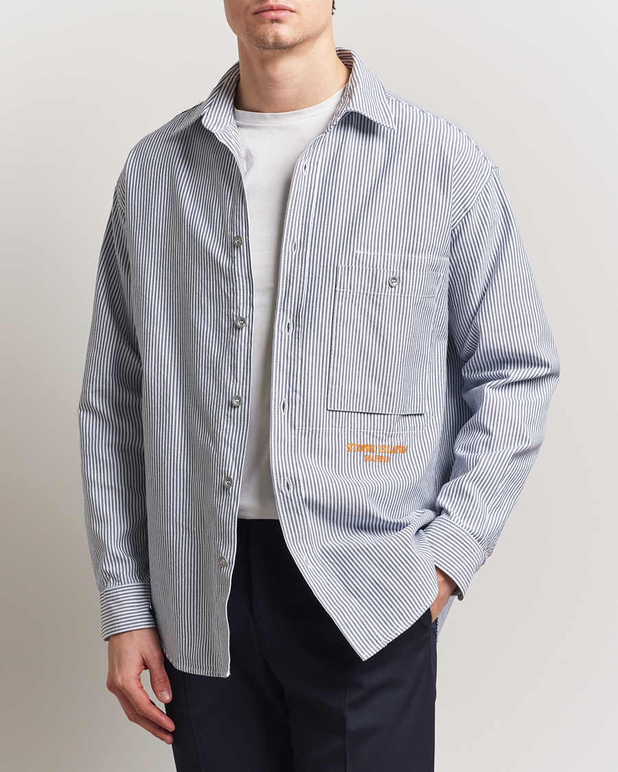 Heren | Overhemden | Stone Island | Marina Striped Oxford Cotton Overshirt Blue Marine