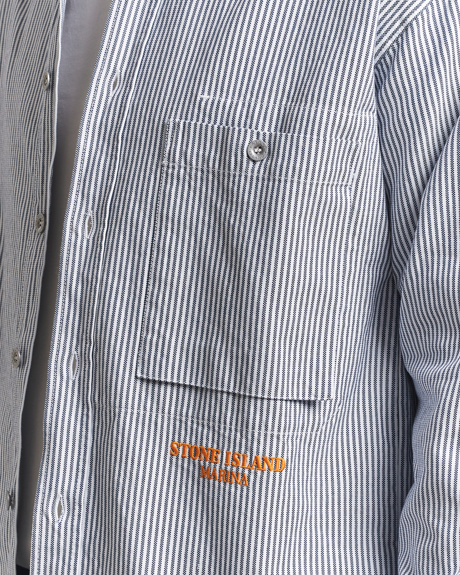 Heren | Overhemden | Stone Island | Marina Striped Oxford Cotton Overshirt Blue Marine