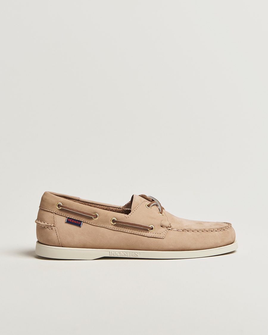 Heren | Bootschoenen | Sebago | Docksides Portland Nubuck Boat Shoe Beige Camel