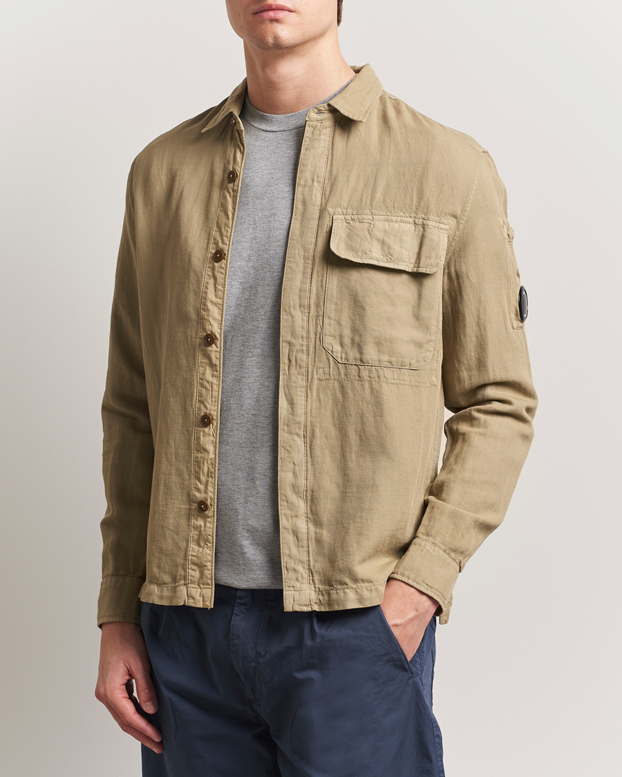 Heren | Overhemden | C.P. Company | Broken Linen/Cotton Overshirt Taupe